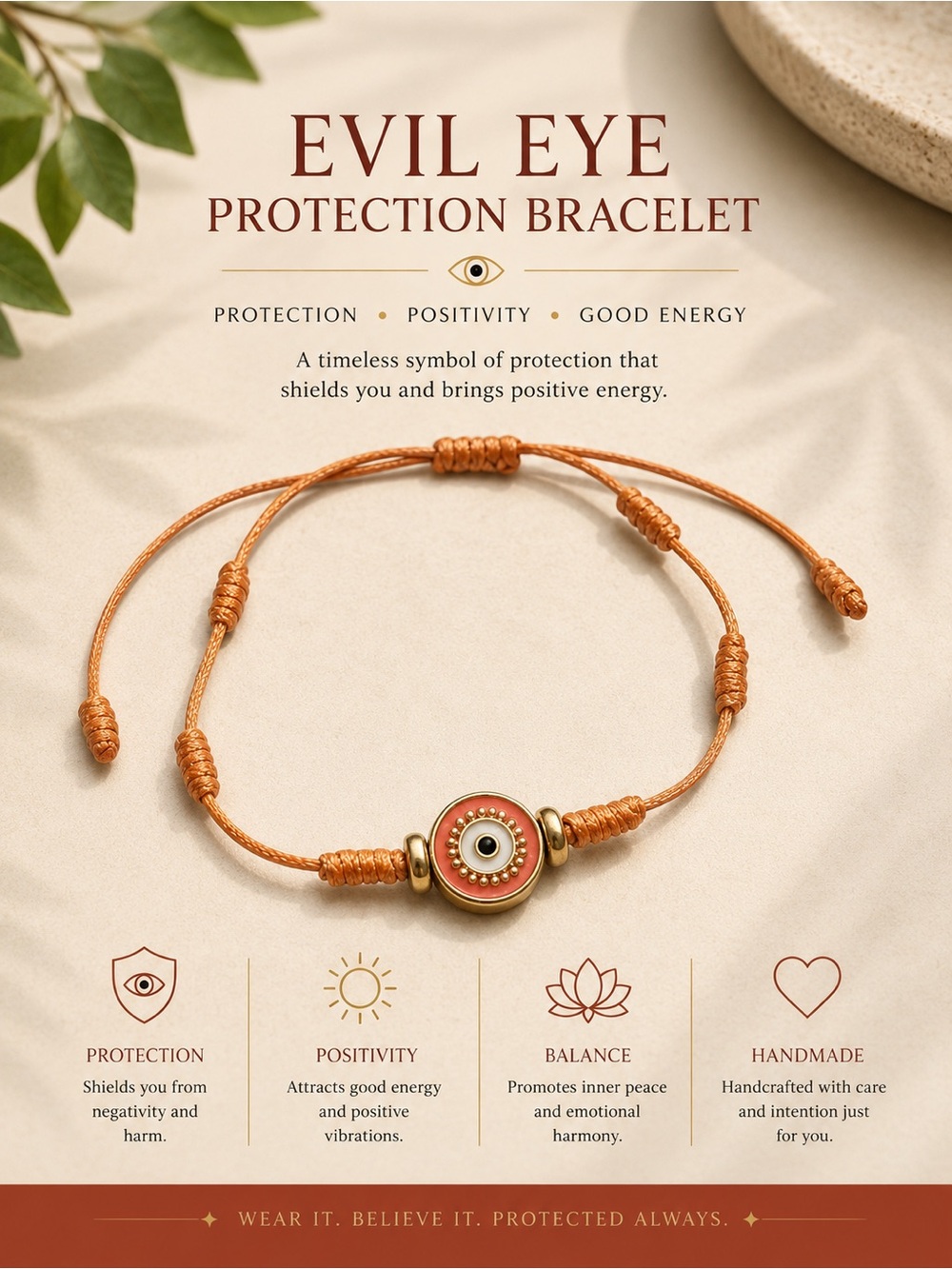 🧿Evil Eye Protection Bracelet - Orange